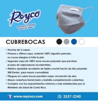 Mascarilla cubre boca 2 pack, de tela 100% algodón peinado antialérgico con filtro interior I 9996 O - Image 3