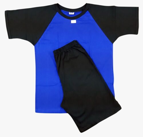 Pijama corta hombre color negro con azul | 384 G | Tallas S,M,L,XL