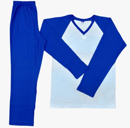 Pijama pantalón largo camisa cuello V manga larga | 389 G | Tallas S,M,L,XL
