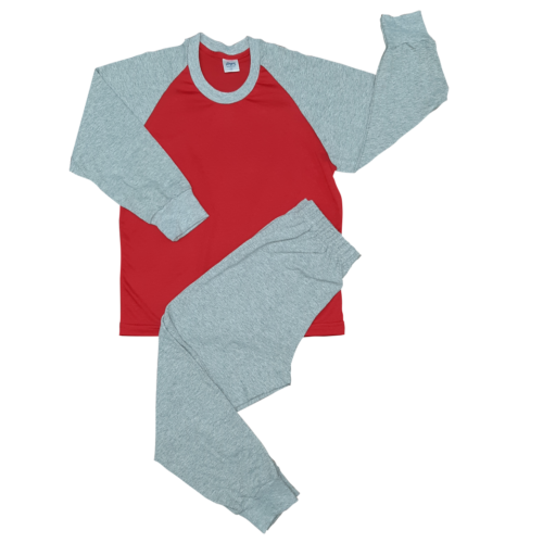 Pijama manga larga y pantalón largo rojo y gris | 350 P | Tallas 4,6,8