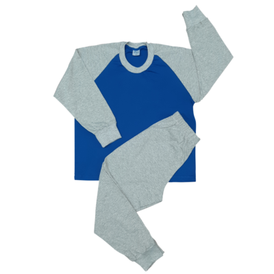 Pijama manga larga y pantalón largo azul rey con gris | 351 M | Tallas 10,12,14