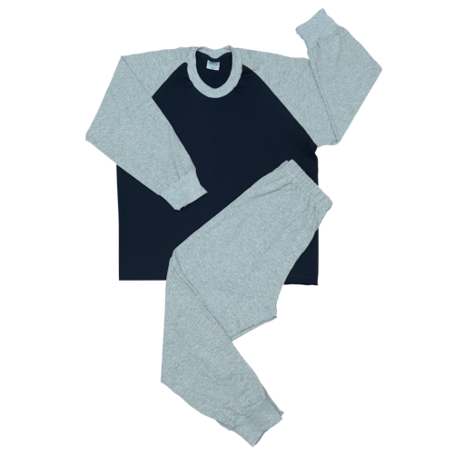 Pijama manga larga y pantalón largo azul oscuro y gris | 352 M | Tallas 10,12,14