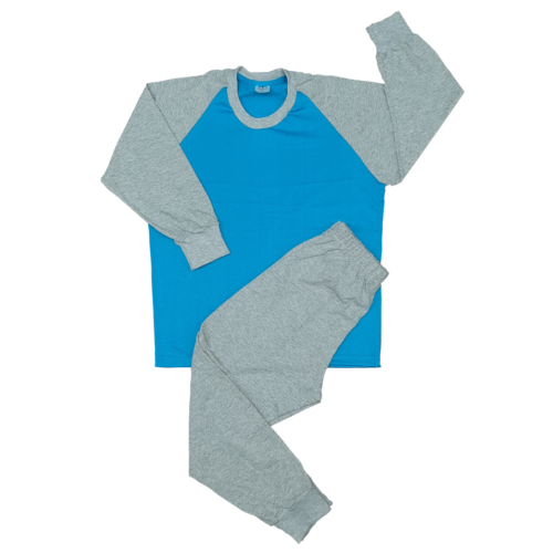 Pijama manga larga y pantalón largo turquesa y gris | 354 P | Tallas 4,6,8
