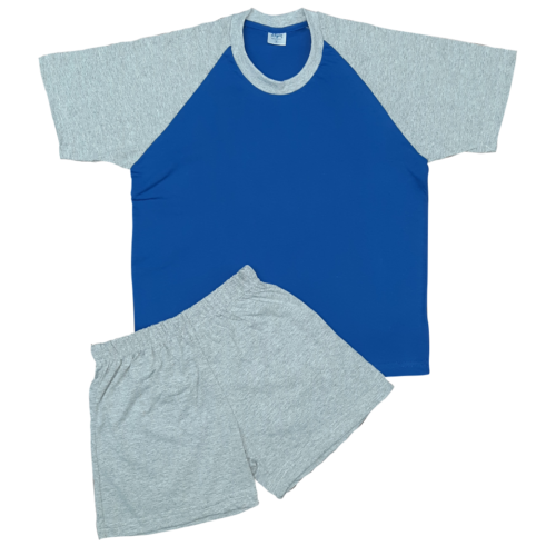 Pijama manga corta y pantalón corto azul rey con gris | 356 P | Tallas 4,6,8