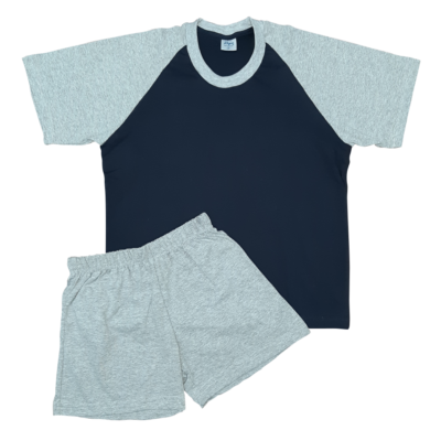 Pijama manga corta y pantalón corto azul oscuro y gris| 357 P | Tallas 4,6,8