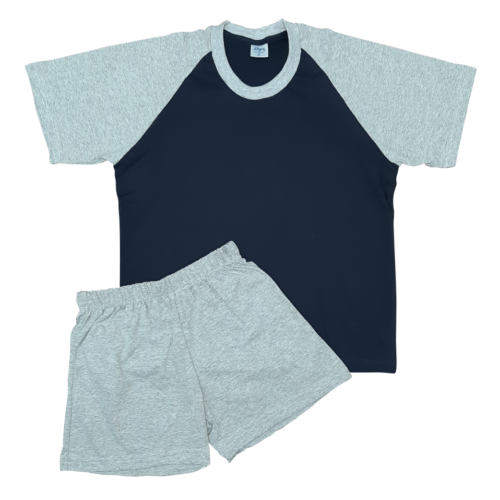 Pijama manga corta y pantalón corto azul oscuro y gris| 357 P | Tallas 4,6,8