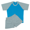 Pijama manga corta y pantalón corto turquesa y gris | 359 M | Tallas 10,12,14