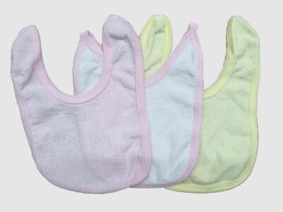 Babero con forro, 3 unidades, 100% algodón , colores pasteles para bebita | 4502 U | Talla única