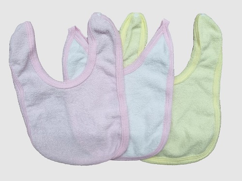 Babero con forro, 3 unidades, 100% algodón , colores pasteles para bebita | 4502 U | Talla única