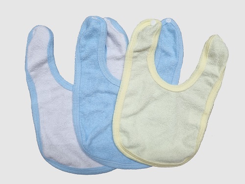 Babero con forro, 3 unidades, 100% algodón , colores pasteles para bebito | 4501 U | Talla única
